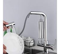 Mixer Kitchen 3-Way Extendable Kitchen Faucet Brass Water Purifier Filter Element Faucet Kitchen 360°Swivel Hot and Cold Water Drinking Water Faucet,