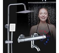 Mixer Shower Set Thermostatic Mixer Square Head Shower with Shelf Chrome Bathroom Shower System