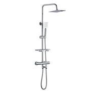 Mixer Shower Set Thermostatic Mixer Square Head Shower with Shelf Chrome Bathroom Shower System