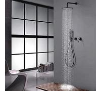 Mixer Showers for Bathrooms Black Brass 10 in Round Rainfall Shower Head Mixer Shower Set Kit-C