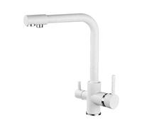 Mixer Sink Taps,3-Way Kitchen Faucet 360 Swivel Osmosis Water Filter Tap with Dual Handles White 3-in-1 for Drinking Grifo de Cocina Fregadero