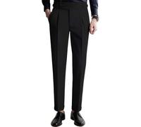Mixgent - Pantalones para hombre, TimelessForm - Pantalones plisados de cintura alta para hombre, pantalones plisados de secado rápido, Negro, 42