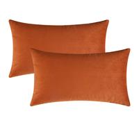 Mixhug - Juego de 2 fundas de coj n lumbar decorativas rectangulares de terciopelo para sof y cama, color naranja quemado, 30 x 50 cm