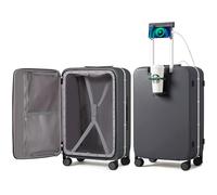 Mixi Maleta rígida de policarbonato con Ruedas giratorias, Cerradura TSA con Soporte para teléfono, Gris, (Rock Gray), 26-Inch, A la Moda