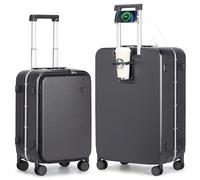 mixi Maleta rígida de policarbonato con ruedas giratorias, cerradura TSA con soporte para teléfono, gris, (Rock Gray), 2-Piece Set (20/26), Elegante y duradera