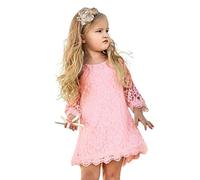 MIXIDON Niñas Vestidos de Encaje Bautismo Vestidos de Bautizo Bordado Flor Boda Fiesta 7-8 años
