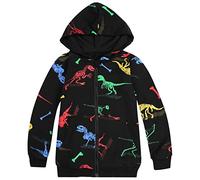 MIXIDON Sudadera con Capucha para Niños de Dinosaurio con Cremallera y Bolsillo, Chaqueta de Chándal en Algodón, Pullover Hoodie for Boys, Patrón 4, 11 años