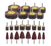 Mixiflor Juego de 24 lijadoras abrasivas de rueda de solapa, rueda de lija de grano 80, lijadora de rueda de solapa de vástago de 1/4 pulgadas para taladro, rueda de solapa de amoladora de troquel