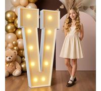 Mixifox 120cm Amarillo Letras Luminosas Grandes, Letra V
