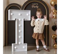 Mixifox 120cm Blanco Letras Luminosas Grandes, Letra T