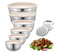 Mixing Bowl Set, Stainless Steel Cooking Bowls, Non-Slip Mixing Bowls, Nesting Salad Bowls, Kitchen Mixing Bowl Set, Sturdy Mixing Bowls, Grater With Mixing Bowls