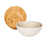 Mixing Bowls with Lids, Nesting Kitchen Containers, Preparing and Storing Bowls with Wooden 10 Inches, Food Prep for Chips, Bread, Vegetables, Soup, Fruit, Meal Storage, Home Cooking