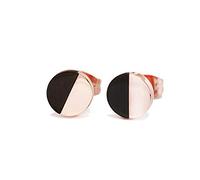 MixiuEuro - Pendientes minimalistas con círculo Yin y Yang chapados en oro de 14 quilates de acero inoxidable con diseño de ágata negra, regalo para mujeres y niñas, sin níquel