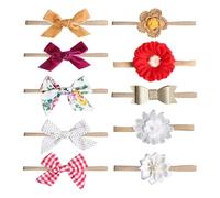 Mixnexorad Lazos para el cabello de nailon para niñas, Lazos para diadema de nailon para bebés, 10X Lazo atado de nailon hecho a mano para niños pequeños, Elásticos elásticos suaves y cómodos del lazo