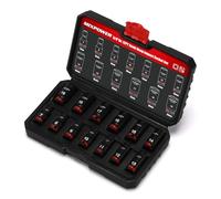 MIXPOWER Juego de 13 llaves de vaso de impacto semiprofundas de 3/8 pulgadas, 12 puntos, métricos, 7-19 mm, CR-MO, tuerca de eje de grado de impacto para una fácil extracción