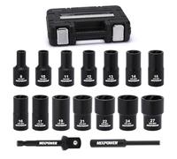 MIXPOWER Juego de 16 piezas de 1/2 pulgadas de tornillo de impacto y extractor de ranuras, extractor de ranura con tiras que incluye adaptador de vástago hexagonal y barra de pin, para quitar los