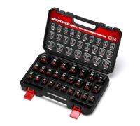 MIXPOWER Juego de 26 llaves de vaso de impacto poco profundo de 1/2 pulgada, 12 puntos, métricos, 10-36 mm, CR-MO, tuerca de eje de grado de impacto para una fácil extracción