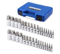 MIXPOWER Juego de 33 piezas de puntas hexagonales maestros, acero S2, SAE y métrico, broca Allen Socket de 5/64" a 3/4", kit de herramientas de enchufe de 2mm a 19mm