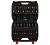 MIXPOWER Juego de 43 llaves de vaso de impacto profundo y poco profundo de 1/2 pulgada, 6 puntos, tamaños métricos 9-30 mm, junta universal de impacto de 1/2 pulgada, barras de extensión de