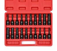 MIXPOWER Juego de brocas hexagonales Drive Master Impact de 1/2", destornillador hexagonal, 20 piezas de 1/2", SAE/métrico, 1/4" - 3/4", 6-19mm, acero Cr-Mo, grado de impacto