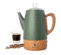 Mixpresso Cafetera eléctrica de 10 tazas, percolador de café eléctrico de acero inoxidable con función de mantener caliente, olla perculadora clásica con cesta extraíble para el hogar u oficina, verde