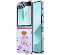 Mixroom - Carcasa de TPU silicona blanda fondo transparente para Samsung Galaxy Z Flip 7 2025 fantasía Love Your Life T454