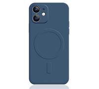 Mixroom - Funda para iPhone 12 de TPU Silicona Suave Compatible con MagSafe Accesorios con Círculo Magnético Integrado Azul Oscuro