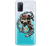 Mixroom - Funda protectora de TPU silicona blanda fondo transparente para Oppo A5 4G / 5G / Oppo A5m fantasía calavera de pirata con ancla T503