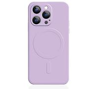 Mixroom - Funda protectora para iPhone 14 Pro de TPU silicona suave compatible con MagSafe accesorios con círculo magnético integrado lila