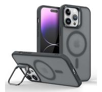 Mixroom - Funda soporte para iPhone 16 PRO MAX funda soporte invisible plegable compatible con MagSafe círculo magnético integrado negro C06