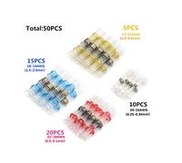 Mixta del encogimiento del calor Terminales Sordering tubo impermeable de manguitos de soldadura eléctrica cable aislado Butt Conectores Kit,Compacta y ligera(50pcs without box)