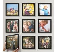 Mixtiles Azulejos de fotos personalizados oficiales - Marcos magnéticos para pared - Adhesivo adhesivo, sin clavos - Fotos impresas personalizadas - Varios tamaños y marcos - 8 x 8 - 9 azulejos -