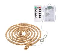 Mixtooltoys Tira de luces de yute de 5 m, 100 LED de 6 mm para dormitorio, 8 modos de batería, tira de luces colgantes con control remoto para camping, Halloween, Navidad, árbol de boda