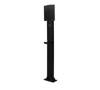 Mixtric Base Carga VehíCulos EléCtricos Exterior Montaje Suelo, Pedestal Conector Carga Independiente con Conector MóVil, Compatible Cargadores Wallbox,Negro,Back Panel