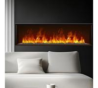 Mixtric Chimenea Vapor Agua, Chimenea EléCtrica con Control Manual Agua y Mando Distancia, Chimenea Empotrable Marco Delgado con 7 Colores Llama, Llama Atomizada Realista,70cm