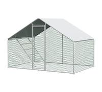 Mixtric Gallinero 3x2x2m con Corral Exterior, Cerradura de Seguridad y Cubierta PE Impermeable, Recinto Metálico para Gallinas, Conejos y Otros Animales Pequeños