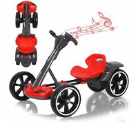 Mixtric Go Kart Eléctrico de Deriva para Niños 6/12V 3-8 Años, Juguete para Montar 4 Ruedas con Asiento Ajustable, Música & Claxon, Capacidad 30kg,Rojo,6V