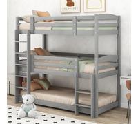 Mixtric Litera, Litera Triple De Madera Individual para Niños, Sin Colchón,Gris,90X200CM