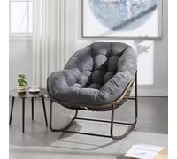 Mixtric Mecedora De Ratán para Exterior Asiento De Columpio Acolchado con Respaldo para Entrada, Sala De Estar, Patio Y Jardín,Gris