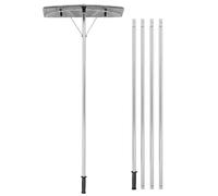 Mixtric Rastrillo Nieve y Hojas Tejado 1,47 a 6,07M, Herramienta TelescóPica para Quitar Nieve Tejado, Rastrillo Ajustable para Tejados Casas, Pala Nieve Aluminio con RuedasTubos 5 Secciones,Plata