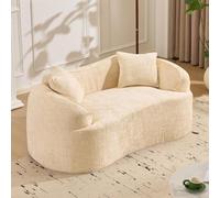 Mixtric Sofá de Dos Plazas Curvo con Reposabrazos, Sofá Compacto con 2 Cojines, Sofá para Espacios Pequeños, Sala de Estar, Dormitorio, No Se Requiere Ensamblaje,Amarillo