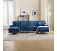 Mixtric Sofá Modular Moderno, Sofá Seccional en Forma U con Asientos Reclinables, Patas MetáLicas y Cojines, para Sala Estar, Dormitorio, Oficina, Apartamento, Villa o SalóN,Azul