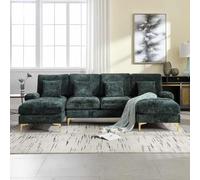 Mixtric Sofá Modular Moderno, Sofá Seccional en Forma U con Asientos Reclinables, Patas MetáLicas y Cojines, para Sala Estar, Dormitorio, Oficina, Apartamento, Villa o SalóN,Verde