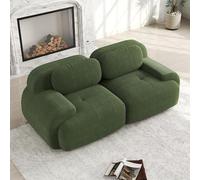 Mixtric Sofá Modular Sin Estructura, Sofá Nube Terciopelo Canalé, Sofá Esquinero Moderno con Asientos Profundos para Sala Estar, Sofá 2 Plazas, Sofá Pequeño para Espacios Reducidos, Sin Montaje,Verde