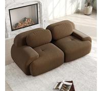 Mixtric Sofá Modular Sin Estructura, Sofá Nube Terciopelo Canalé, Sofá Esquinero Moderno con Asientos Profundos para Sala Estar, Sofá 2 Plazas, Sofá Pequeño para Espacios Reducidos, Sin Montaje,Marrón