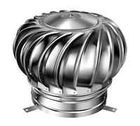 Mixtric Ventilador Techo Acero Inoxidable Sin Motor, Ventilador VentilacióN para áTico con Turbina EóLica, Extractor Aire Sin Motor Prueba Lluvia para Chimeneas, FáBricas, Granjas,300mm/12in