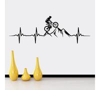 MIXUEXUNLU Calcomanía de pared de latido del corazón de bicicleta de montaña, dormitorio, hombre, bicicleta de montaña, bicicleta de descenso, pegatina de pared, decoración de sala de juegos