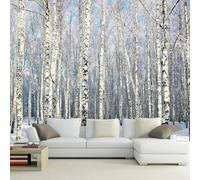 MIXUEXUNLU Papel pintado con foto 3D bosque de abedules paisaje nevado sala de estar dormitorio TV Fondo mural de pared papel tapiz póster artístico