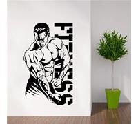 MIXUEXUNLU Pegatina de pared grande para gimnasio, calcomanía de Fitness muscular para culturismo, decoración artística de gimnasio, Mural extraíble