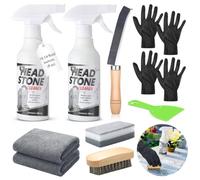 Mixweer Kit de limpieza de lápidas de 10 piezas para limpieza de cementerios de tumbas, piedra de granito, limpiador diario, incluye paño de pulverización, cepillo de cerdas, cepillo de limpieza